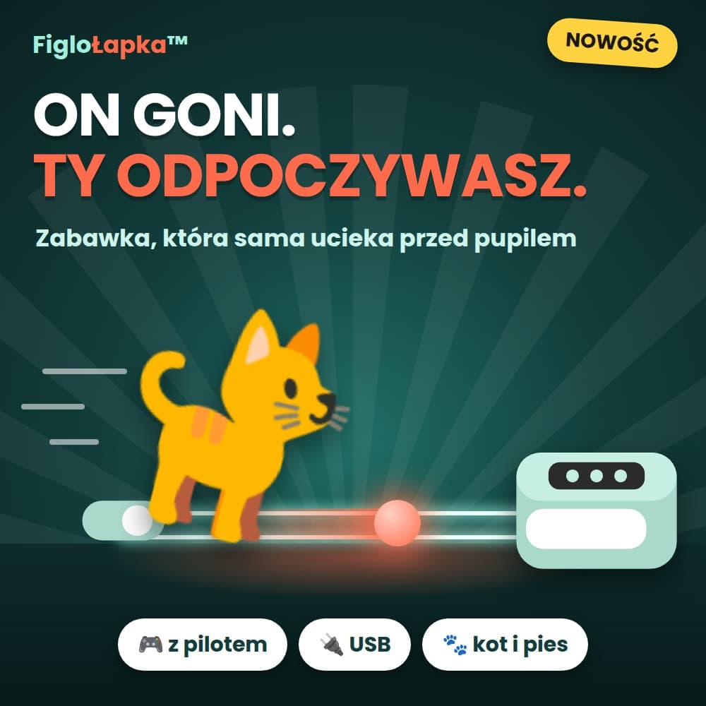 FigloŁapka™ – samobieżna zabawka do gonitwy dla kota i psa