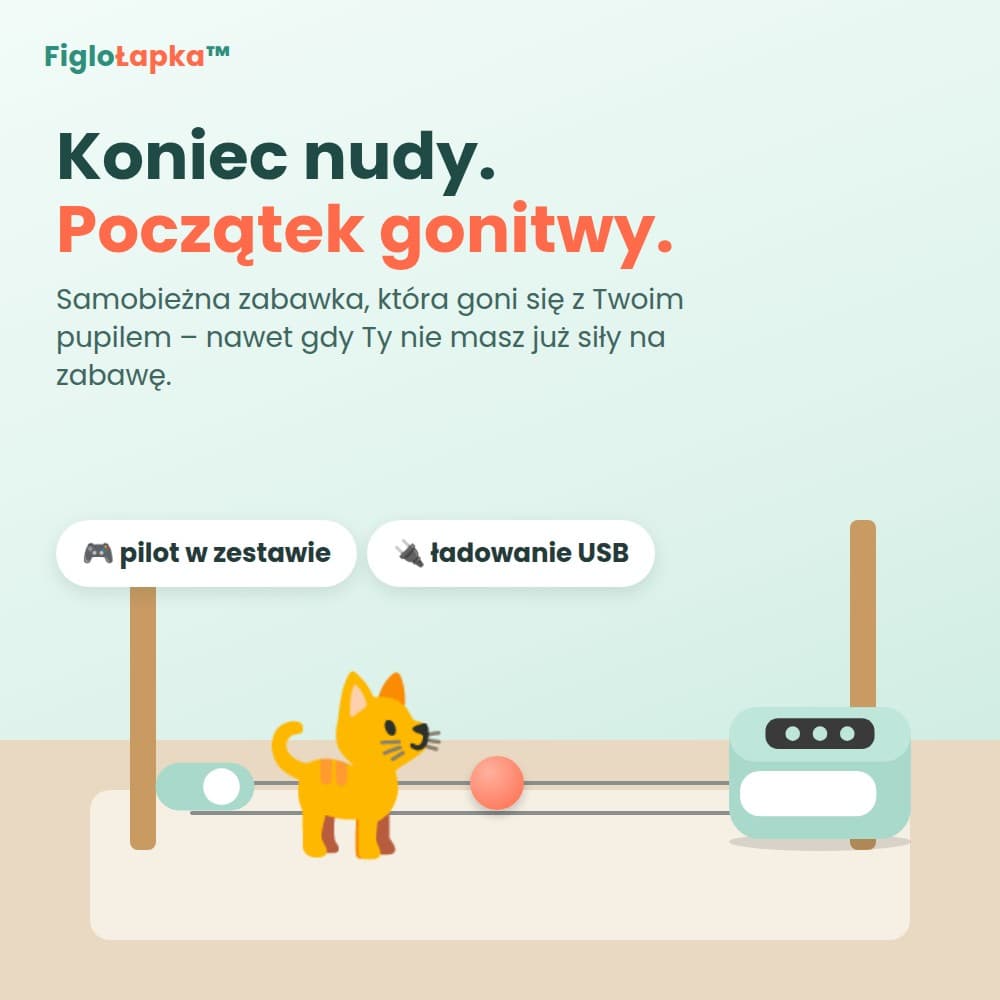 FigloŁapka™ – samobieżna zabawka do gonitwy dla kota i psa