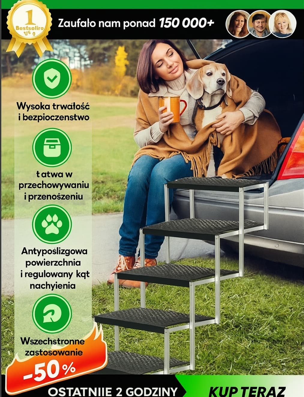 PupStep™ – Składane schodki dla psa do auta